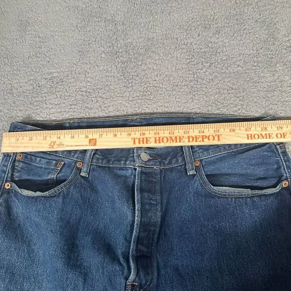 Levis Jeans Mens Size 38x31 501 Original Fit Denim Button‎ Fly Dark Wash Casual - Picture 7 of 11